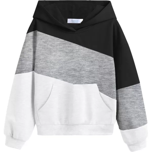 Arshiner Girls Color Block Hoodies Crewneck Long Sleeve Casual Soft Sweatshirts Tops with Pockets