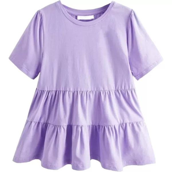 Arshiner Girls Peplum Tops Short Sleeve T Shirts for Girls Casual Tunic Tops Layered Hem Babydoll Peplum Blouse 4-12 Years