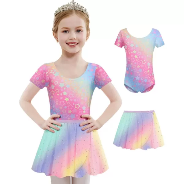 Arshiner Girls Sequin Ballet Leotards Combo Irregular Hem Dance Dresses Outfits Toddler Skirted Leotard
