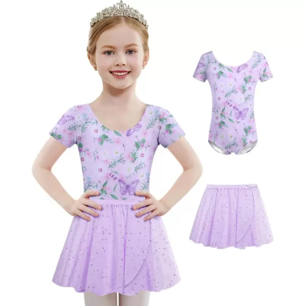 Arshiner Girls Sequin Ballet Leotards Combo Irregular Hem Dance Dresses Outfits Toddler Skirted Leotard