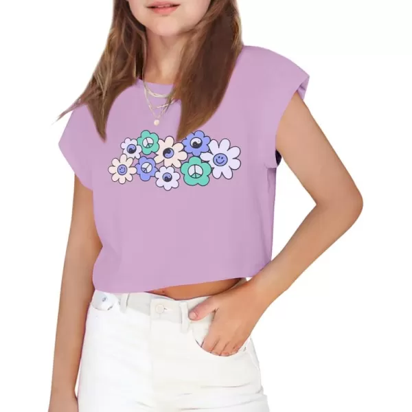 Arshiner Girls Shirt Crop Tops Short Sleeve Summer Drop Shoulder Batwing Sleeve Crewneck Loose T Shirt Tee