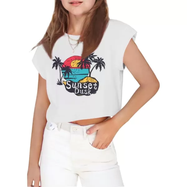 Arshiner Girls Shirt Crop Tops Short Sleeve Summer Drop Shoulder Batwing Sleeve Crewneck Loose T Shirt Tee