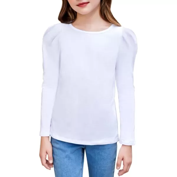 Arshiner Girls Shirts Puff Long Sleeve Shirts Casual Crewneck Tops Tunic Blouse