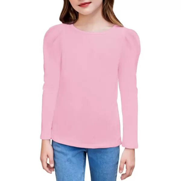 Arshiner Girls Shirts Puff Long Sleeve Shirts Casual Crewneck Tops Tunic Blouse