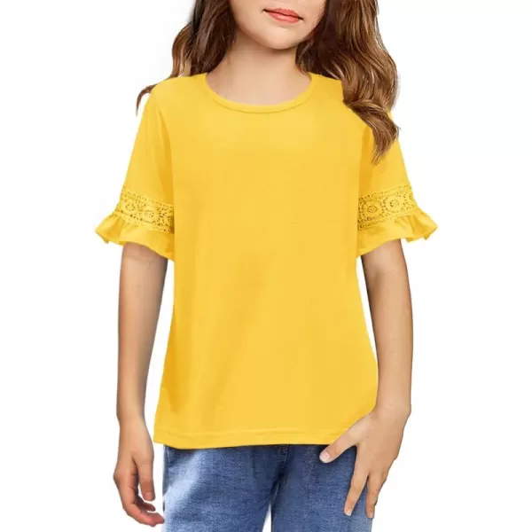 Arshiner Girls T-Shirt Kids Casual Tunic Tops Lace Short Sleeve Loose Soft Blouse