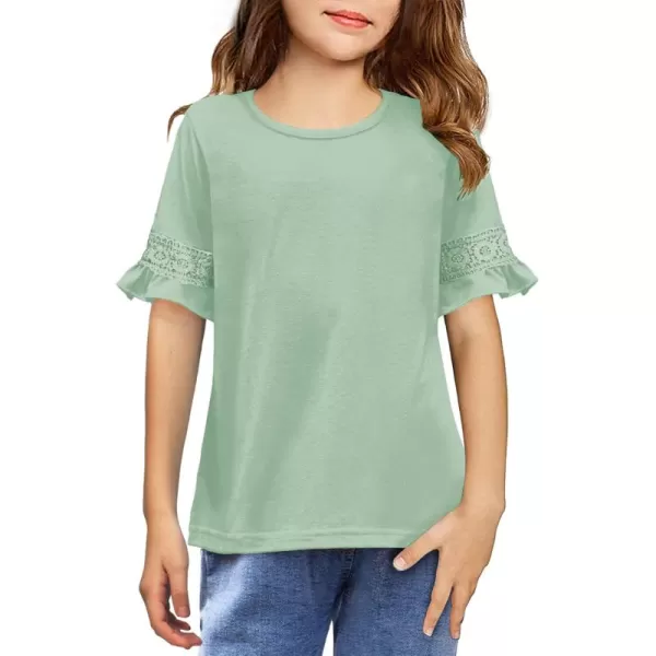 Arshiner Girls T-Shirt Kids Casual Tunic Tops Lace Short Sleeve Loose Soft Blouse