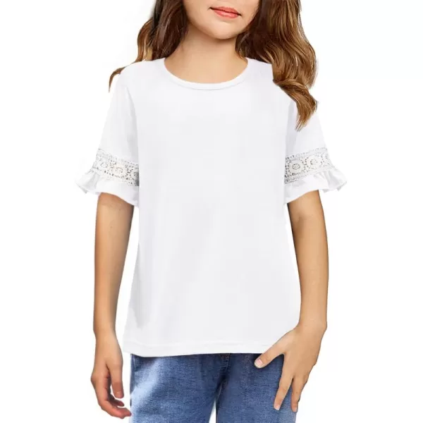 Arshiner Girls T-Shirt Kids Casual Tunic Tops Lace Short Sleeve Loose Soft Blouse