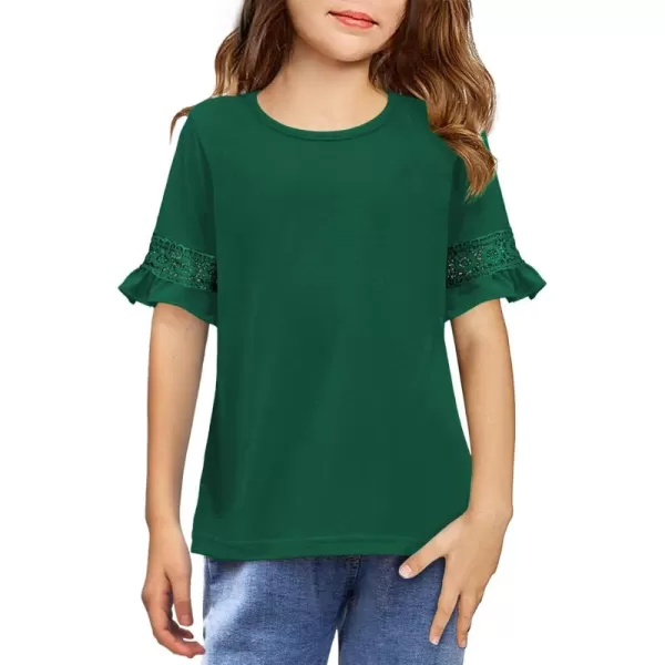 Arshiner Girls T-Shirt Kids Casual Tunic Tops Lace Short Sleeve Loose Soft Blouse