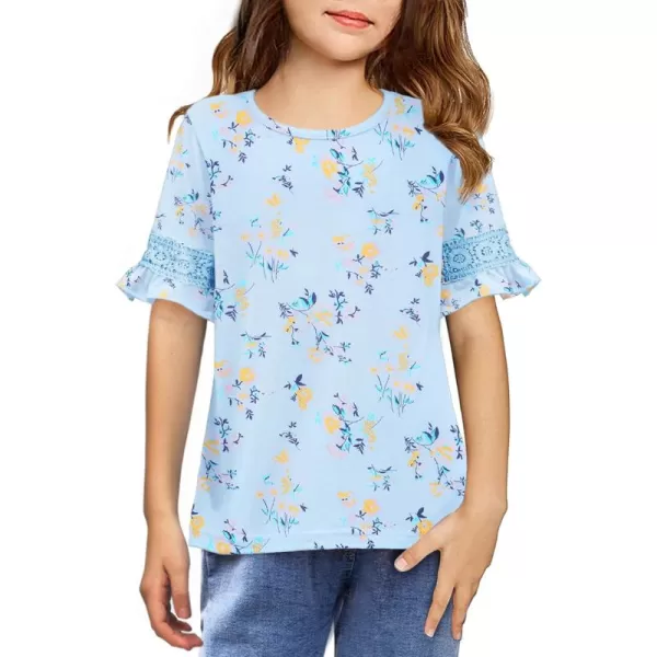 Arshiner Girls T-Shirt Kids Casual Tunic Tops Lace Short Sleeve Loose Soft Blouse