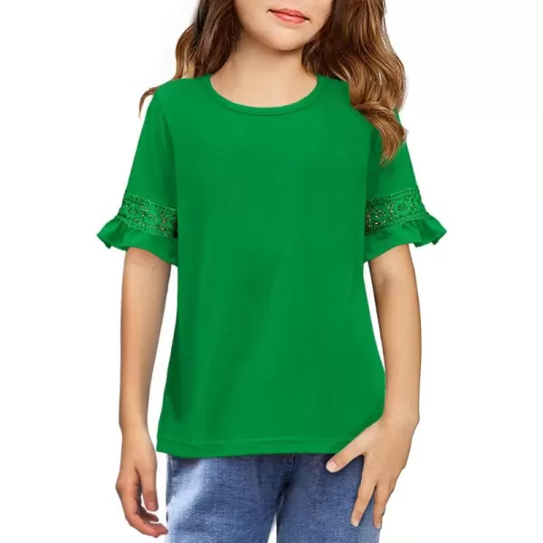 Arshiner Girls T-Shirt Kids Casual Tunic Tops Lace Short Sleeve Loose Soft Blouse
