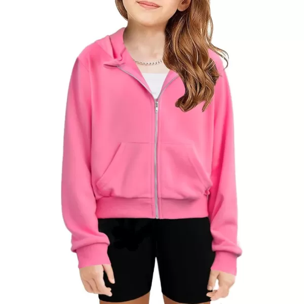 Arshiner Girls Zip Up Cropped Hoodies Casual Long Sleeve Sweatshirts Jackets with Pockets