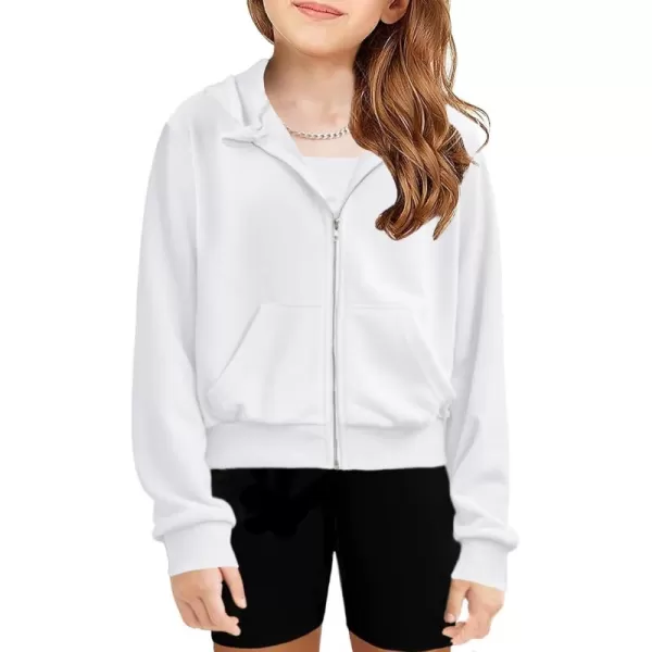 Arshiner Girls Zip Up Cropped Hoodies Casual Long Sleeve Sweatshirts Jackets with Pockets