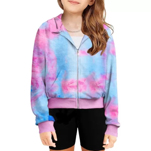 Arshiner Girls Zip Up Cropped Hoodies Casual Long Sleeve Sweatshirts Jackets with Pockets