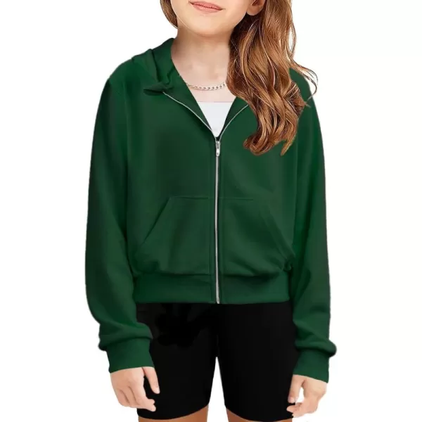 Arshiner Girls Zip Up Cropped Hoodies Casual Long Sleeve Sweatshirts Jackets with Pockets