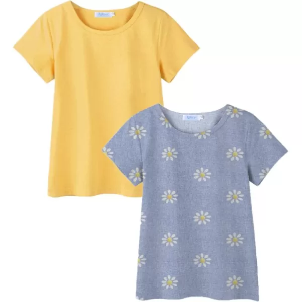 Arshiner Kids 2 Pack Short Sleeve Tees Girls Basic Tees 2pcs Shirt for Tie Dye
