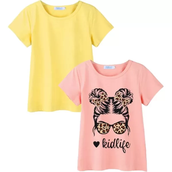 Arshiner Kids 2 Pack Short Sleeve Tees Girls Basic Tees 2pcs Shirt for Tie Dye