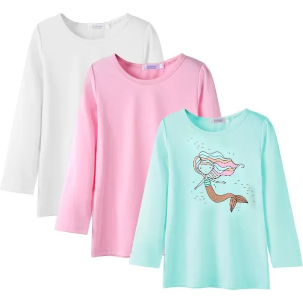 Arshiner Kids 3 Pack Long Sleeve Tees Girls Tees 3pcs Shirts