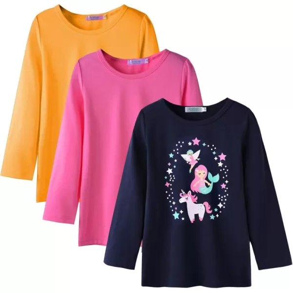 Arshiner Kids 3 Pack Long Sleeve Tees Girls Tees 3pcs Shirts