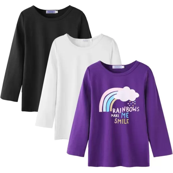 Arshiner Kids 3 Pack Long Sleeve Tees Girls Tees 3pcs Shirts