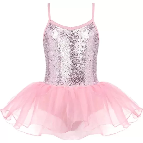 Arshiner Kids Girls Sequined Camisole Ballet Dance Leoatards Dress Gymnastics with Spark Tutu Skirt 