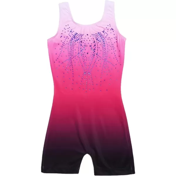 Arshiner Leotards for Girls Gymnastics with Shorts Color Gradient Shiny Diamond Kids Biketard