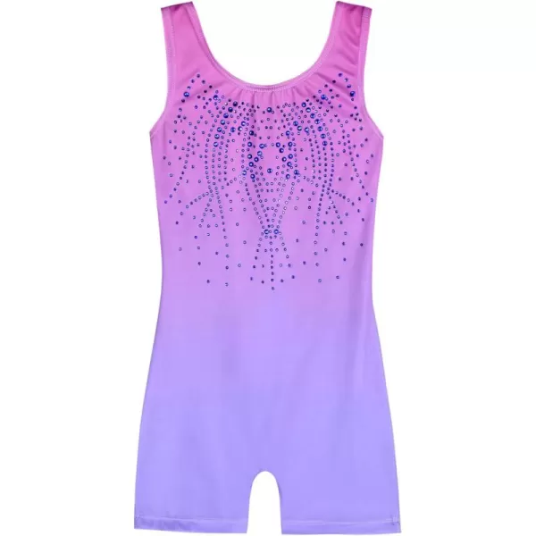 Arshiner Leotards for Girls Gymnastics with Shorts Color Gradient Shiny Diamond Kids Biketard