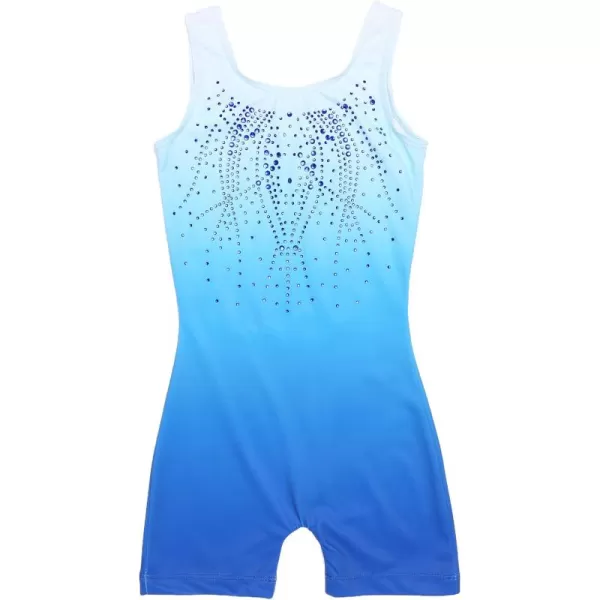 Arshiner Leotards for Girls Gymnastics with Shorts Color Gradient Shiny Diamond Kids Biketard