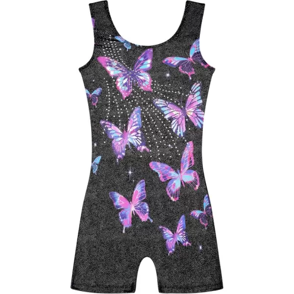 Arshiner Leotards for Girls Gymnastics with Shorts Color Gradient Shiny Diamond Kids Biketard