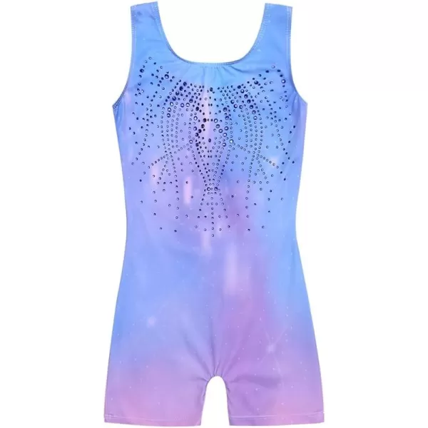 Arshiner Leotards for Girls Gymnastics with Shorts Color Gradient Shiny Diamond Kids Biketard