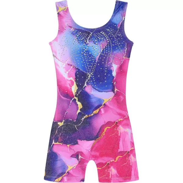 Arshiner Leotards for Girls Gymnastics with Shorts Color Gradient Shiny Diamond Kids Biketard