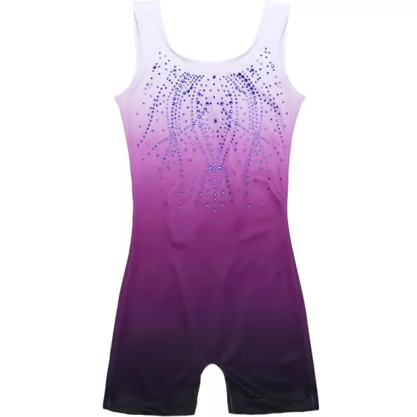 Arshiner Leotards for Girls Gymnastics with Shorts Color Gradient Shiny Diamond Kids Biketard
