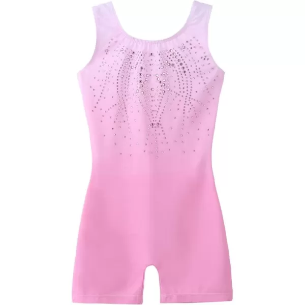 Arshiner Leotards for Girls Gymnastics with Shorts Color Gradient Shiny Diamond Kids Biketard