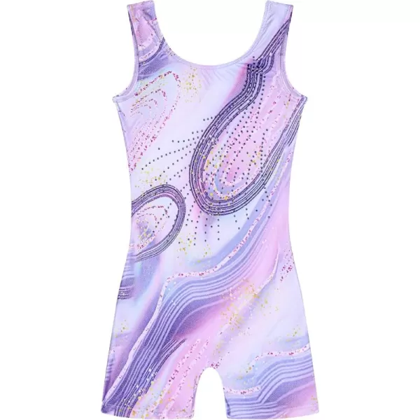 Arshiner Leotards for Girls Gymnastics with Shorts Color Gradient Shiny Diamond Kids Biketard