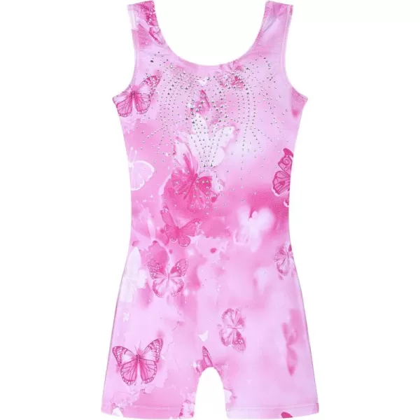 Arshiner Leotards for Girls Gymnastics with Shorts Color Gradient Shiny Diamond Kids Biketard