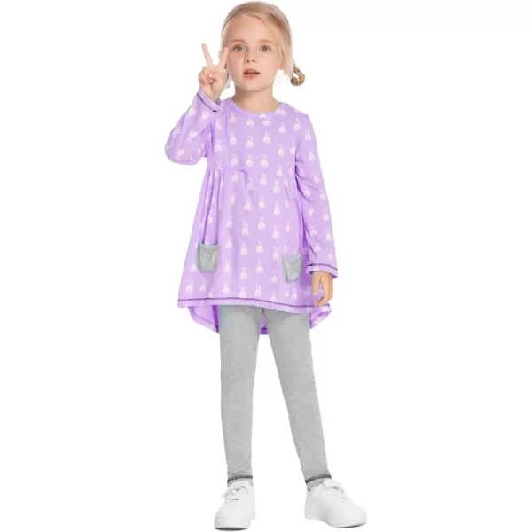 Arshiner Little Girls' Pajama Sets Clothing Sets Bunny Long Sleeve Outfits 2 PCS Top Leggings Sets