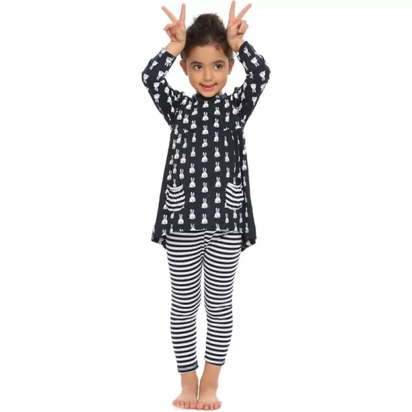Arshiner Little Girls' Pajama Sets Clothing Sets Bunny Long Sleeve Outfits 2 PCS Top Leggings Sets