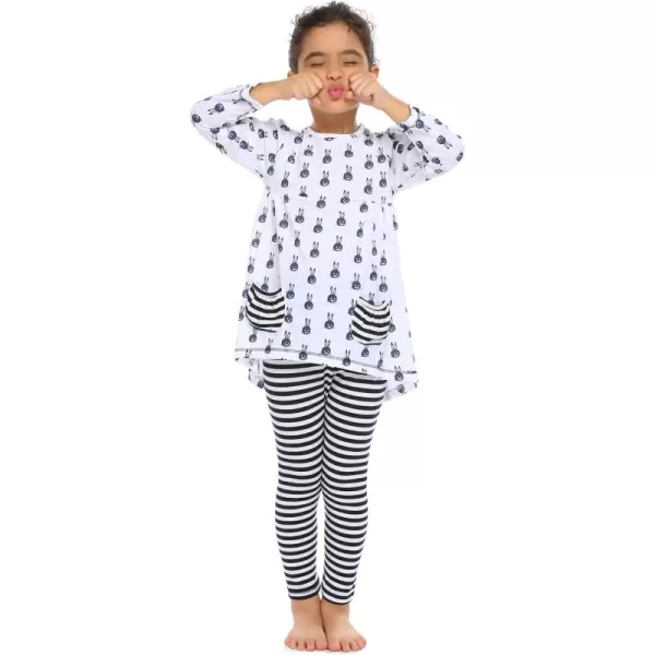 Arshiner Little Girls' Pajama Sets Clothing Sets Bunny Long Sleeve Outfits 2 PCS Top Leggings Sets