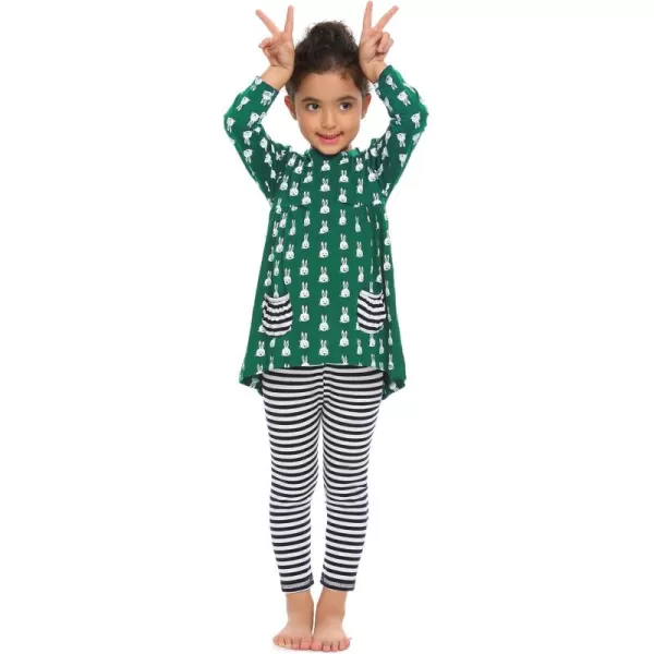 Arshiner Little Girls' Pajama Sets Clothing Sets Bunny Long Sleeve Outfits 2 PCS Top Leggings Sets