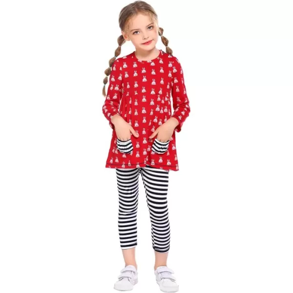 Arshiner Little Girls' Pajama Sets Clothing Sets Bunny Long Sleeve Outfits 2 PCS Top Leggings Sets
