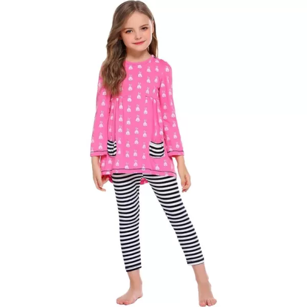 Arshiner Little Girls' Pajama Sets Clothing Sets Bunny Long Sleeve Outfits 2 PCS Top Leggings Sets