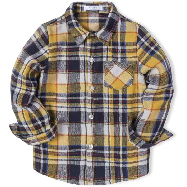 Arshiner Toddler Boys Girls Long Sleeve Plaid Shirt Button-Down Flannel T-Shirt Kids Tops