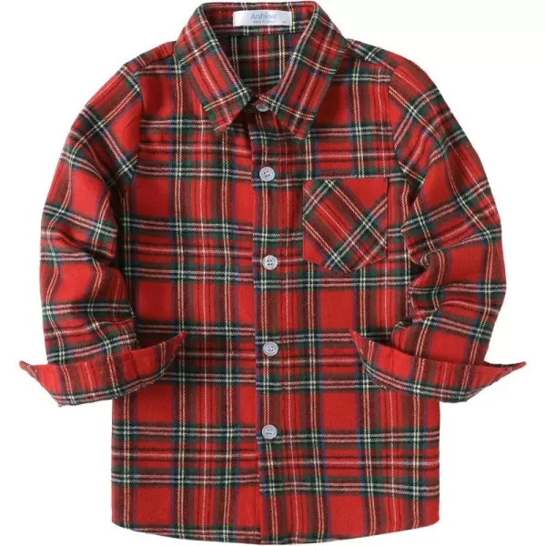Arshiner Toddler Boys Girls Long Sleeve Plaid Shirt Button-Down Flannel T-Shirt Kids Tops