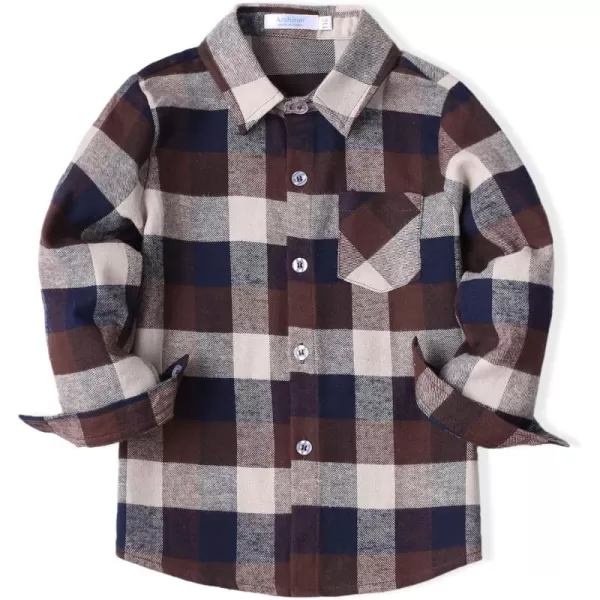 Arshiner Toddler Boys Girls Long Sleeve Plaid Shirt Button-Down Flannel T-Shirt Kids Tops