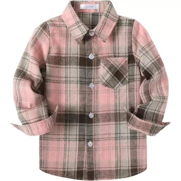 Arshiner Toddler Boys Girls Long Sleeve Plaid Shirt Button-Down Flannel T-Shirt Kids Tops