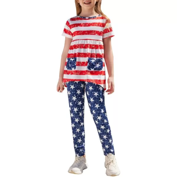 Arshiner Toddler Girls Outfits Floral Hi-Lo Tops+pants Sets Short SLeeve 2pcs Pants Sets with Pockets