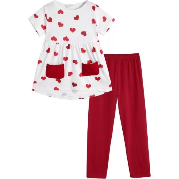 Arshiner Toddler Girls Outfits Floral Hi-Lo Tops+pants Sets Short SLeeve 2pcs Pants Sets with Pockets