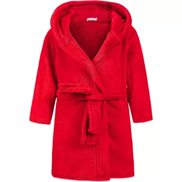 Kids Boys Girls Flannel Bathrobes Soft Hooded Robes