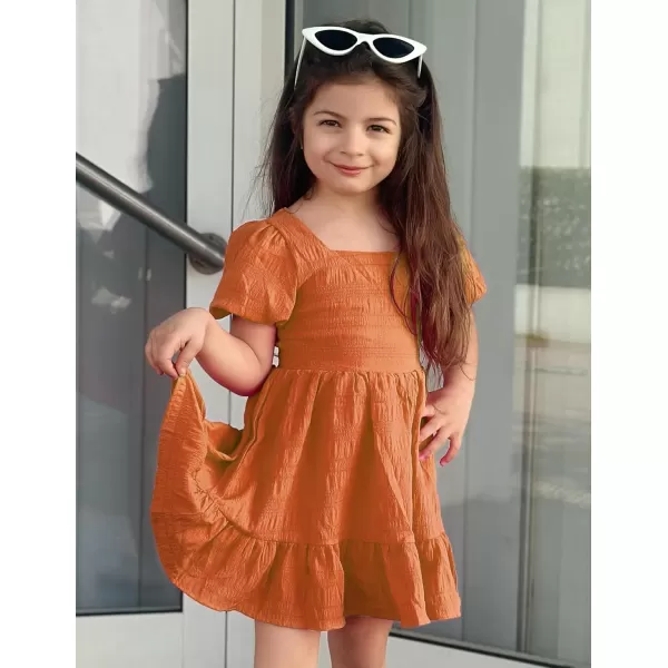 Arshiner Girls Backless Dress Short Sleeve Square Neck Ruffle Hem Elegant Dresses
