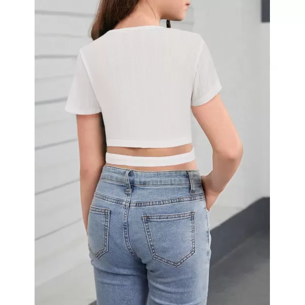 Arshiner Girls Crisscross Crop Tops Short Sleeve Summer Tween Crewneck Shirt Tee