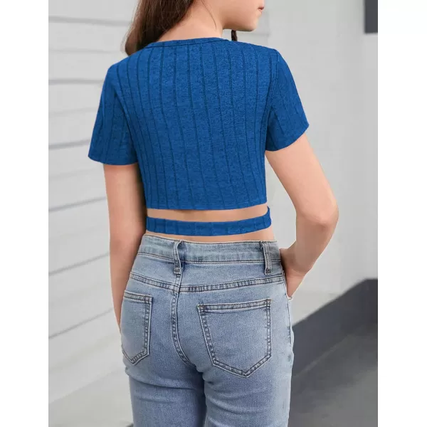Arshiner Girls Crisscross Crop Tops Short Sleeve Summer Tween Crewneck Shirt Tee